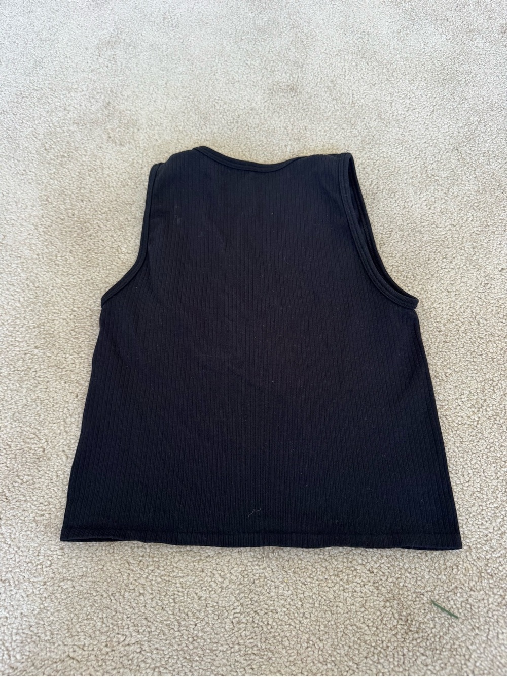 Suzette Collection Black Ribbed Button Up Tank Top - Picture 2 of 3